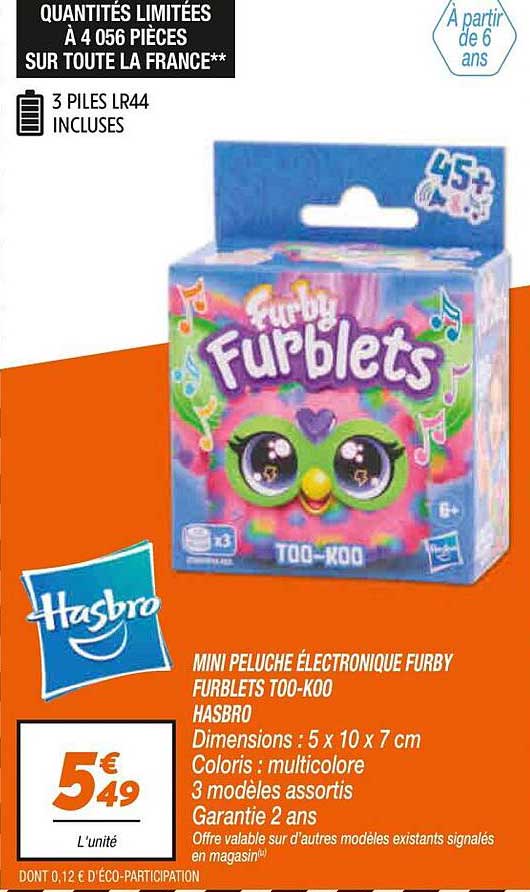 MINI PELUCHE ÉLECTRONIQUE FURBY FURBLETS TOO-KOO HASBRO