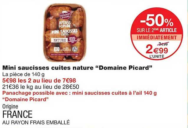 Mini saucisses cuites nature “Domaine Picard”