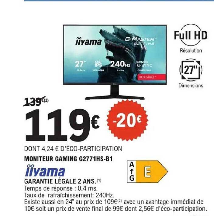 MONITEUR GAMING G2771HS-B1