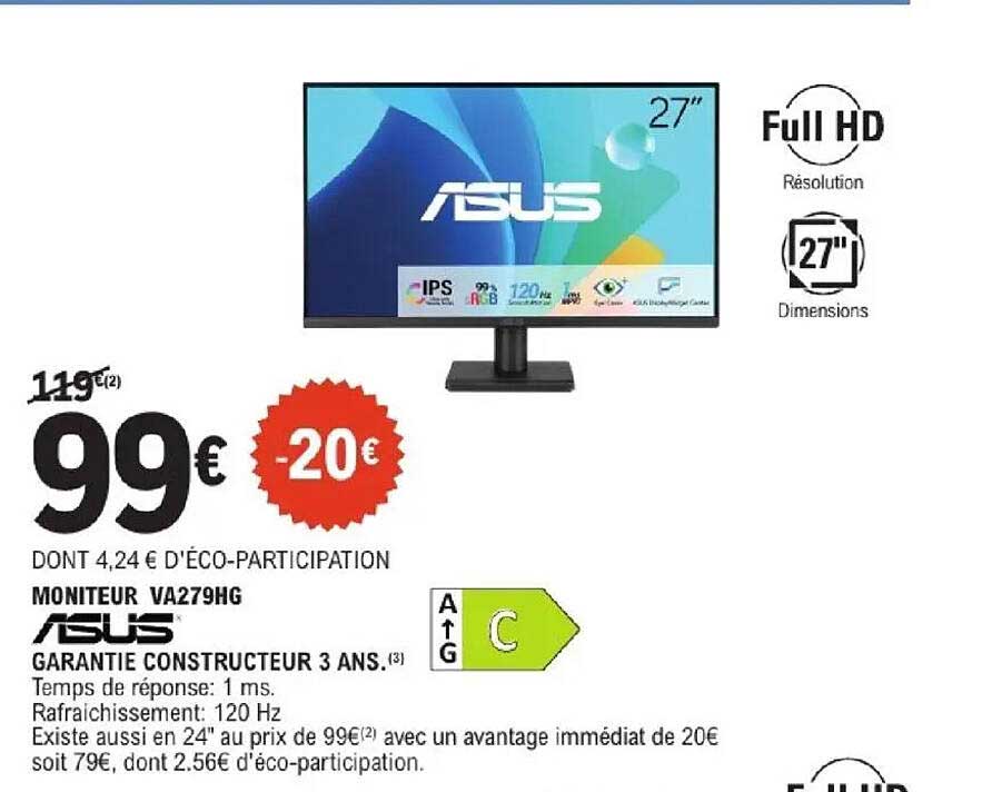 MONITEUR VA279HG ASUS