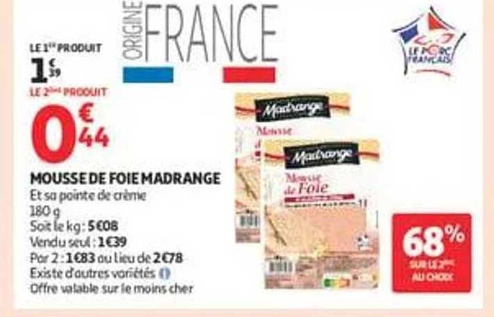 MOUSSEDE FOIE MADRANGE Et ses pointes de crème 180 g