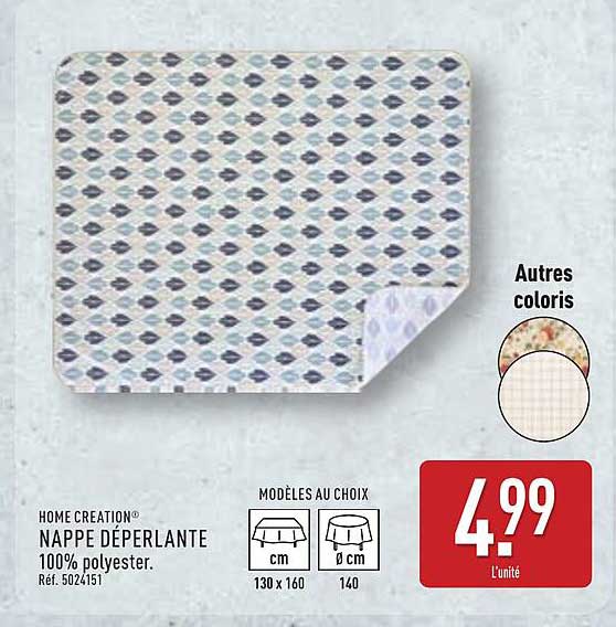 NAPPE DÉPERLANTE 100% polyester.