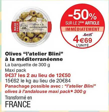 Olives “l’atelier Blini” à la méditerranéenne