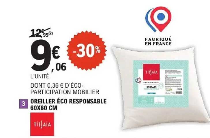 OREILLER ÉCO RESPONSABLE 60X60 CM