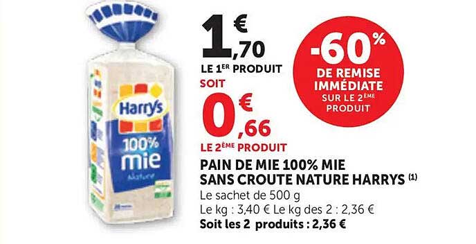 PAIN DE MIE 100% MIE SANS CROUTE NATURE HARRYS