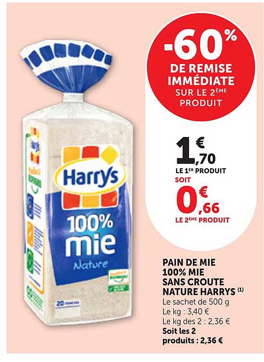 PAIN DE MIE 100% MIE SANS CROUTE NATURE HARRYS