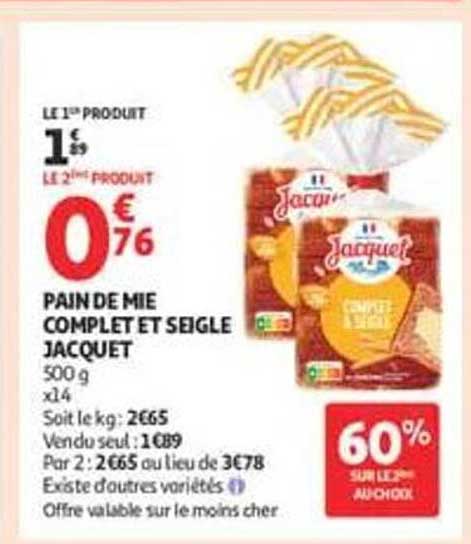 PAIN DE MIE COMPLET ET SEIGLE JACQUET