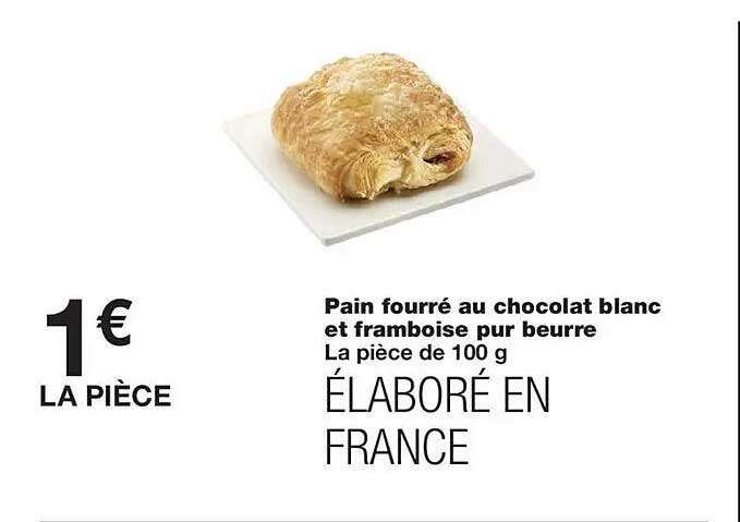 Pain fourré au chocolat blanc et framboise pur beurre