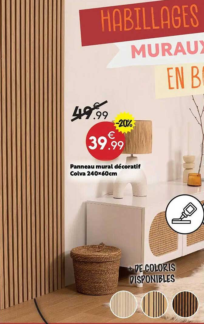 Panneau mural décoratif Colva 240×60cm