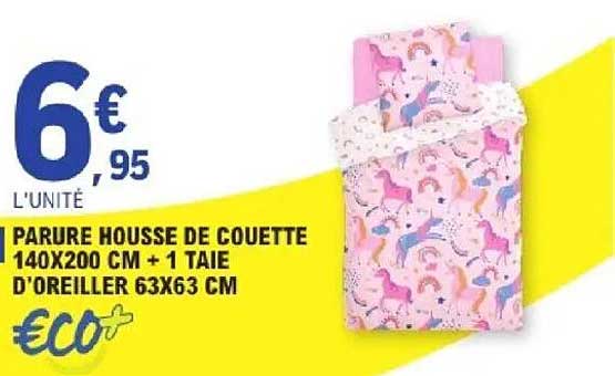 PARURE HOUSSE DE COUETTE 140X200 CM + 1 TAIE D'OREILLER 63X63 CM