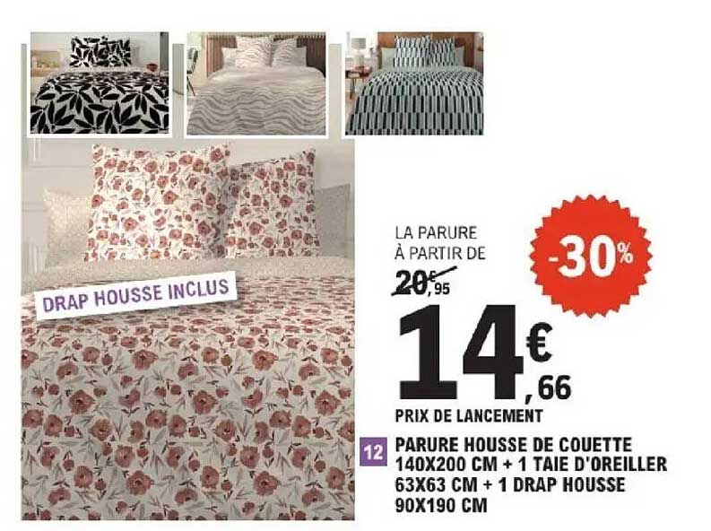 PARURE HOUSSE DE COUETTE 140X200 CM + 1 TAIE D'OREILLER 63X63 CM + 1 DRAP HOUSSE 90X190 CM