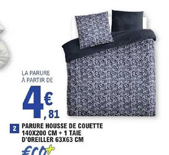 PARURE HOUSSE DE COUETTE 140X200 CM + 1 TAIE D'OREILLER 63X63 CM