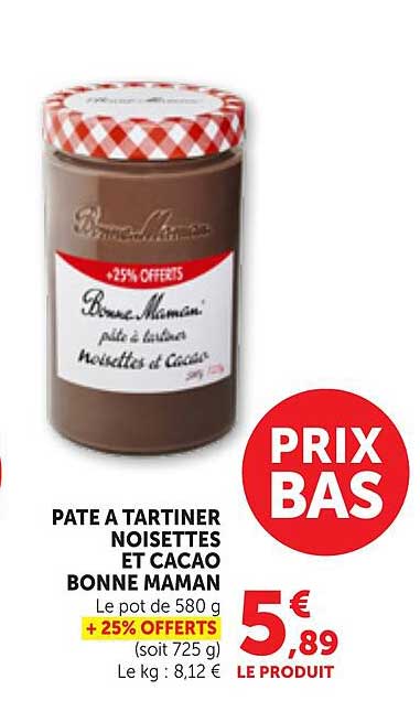 PATE A TARTINER NOISETTES ET CACAO BONNE MAMAN