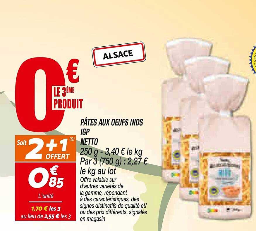 PÂTES AUX OEUFS NIDS IGP NETTO