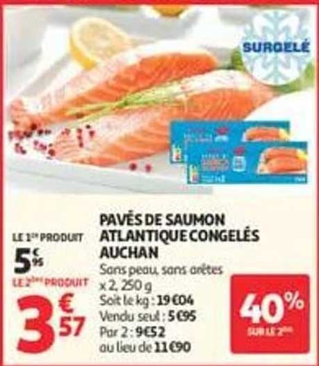 PAVÉS DE SAUMON ATLANTIQUE CONGELÉS AUCHAN