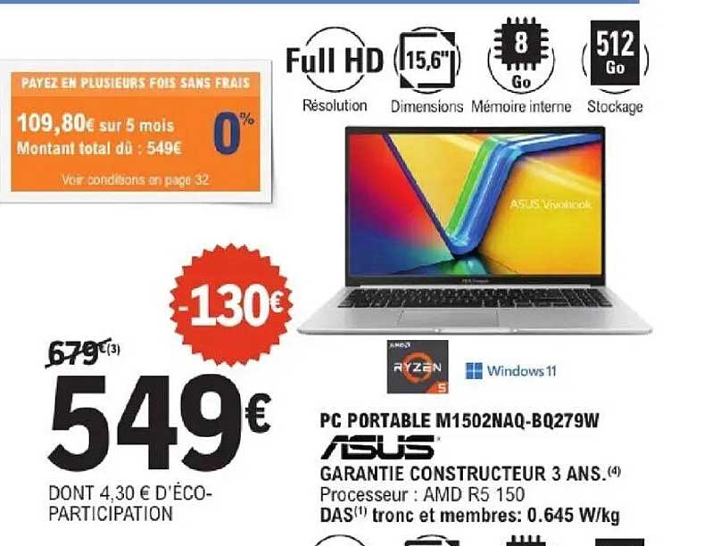 PC PORTABLE M1502NAQ-BQ279W