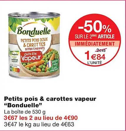 Petits pois & carottes vapeur “Bonduelle”