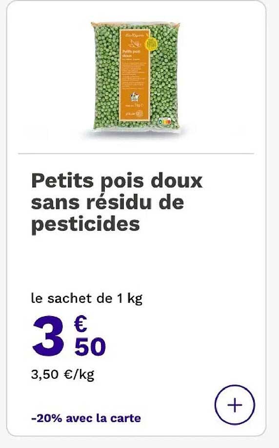 Petits pois doux sans résidu de pesticides