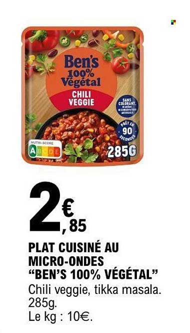 PLAT CUISINÉ AU MICRO-ONDES “BEN’S 100% VÉGÉTAL”