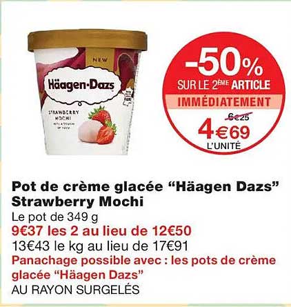Pot de crème glacée “Häagen Dazs” Strawberry Mochi
