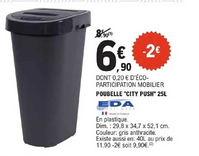 POUBELLE "CITY PUSH" 25L