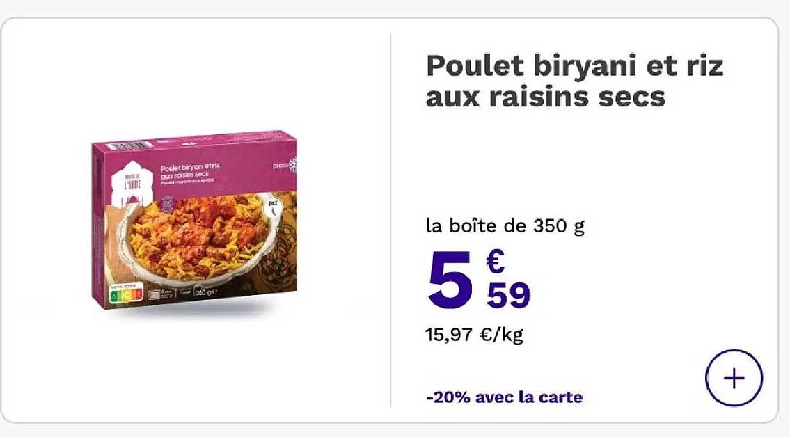 Poulet biryani et riz aux raisins secs