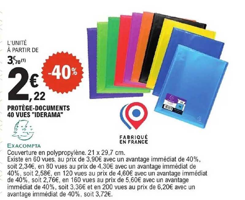PROTÈGE-DOCUMENTS 40 VUES "IDERAMA"
