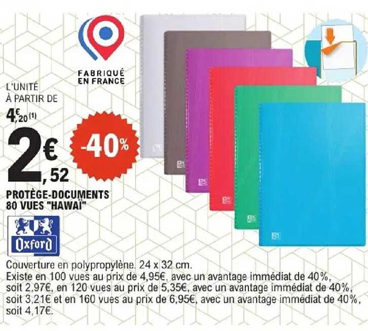 PROTÈGE-DOCUMENTS 80 VUES "HAWAÏ"