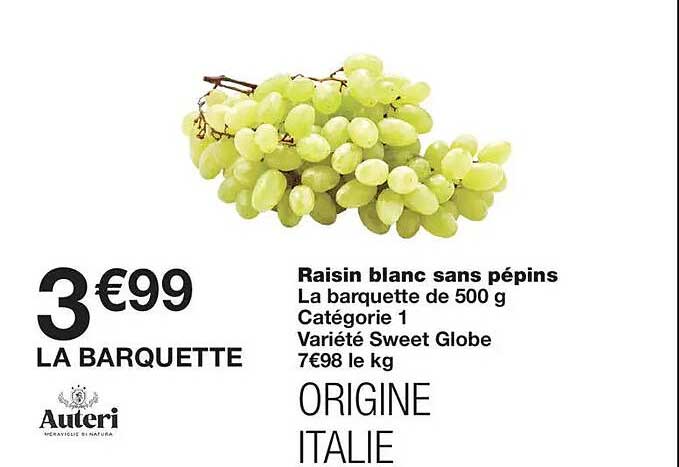 Raisin blanc sans pépins