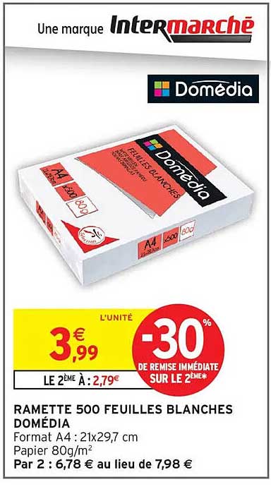 RAMETTE 500 FEUILLES BLANCHES DOMEDIA