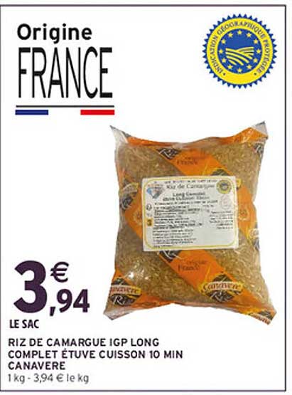 RIZ DE CAMARGUE IGP LONG COMPLET ÉTUVE CUISSON 10 MIN CANAVERE