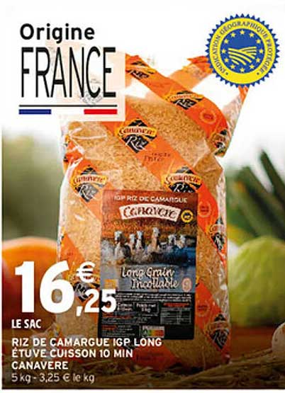 RIZ DE CAMARGUE IGP LONG ÉTUVÉ CUISSON 10 MIN CANAVERE