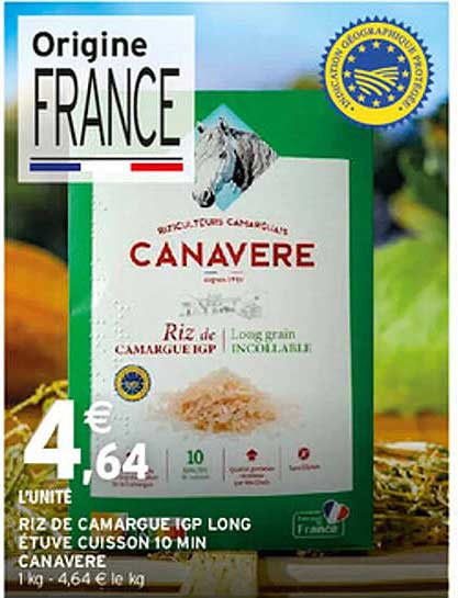 RIZ DE CAMARGUE IGP LONG ÉTUVÉ CUISSON 10 MIN CANAVERE