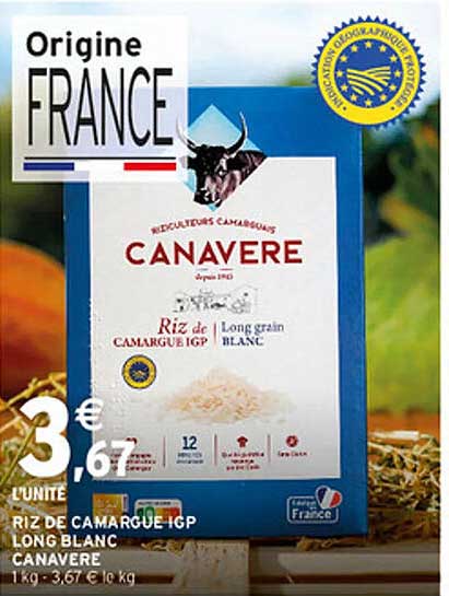 RIZ DE CAMARGUE IGP LONG GRAIN BLANC CANAVERE