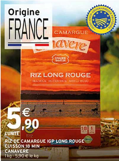 RIZ DE CAMARGUE IGP LONG ROUGE CUISSON 18 MIN CANAVERE