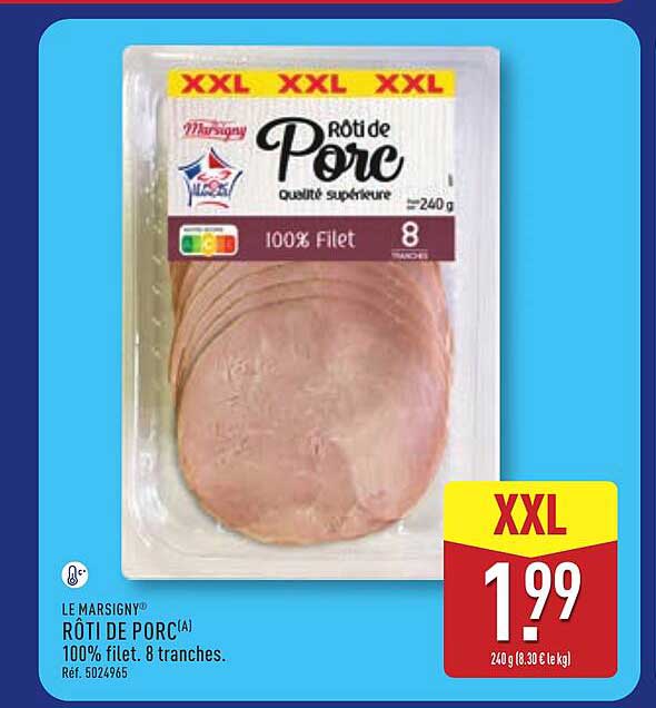 Rôti de Porc 100% filet. 8 tranches.