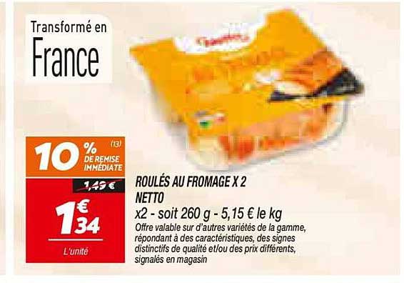 ROULÉS AU FROMAGE X 2 NETTO