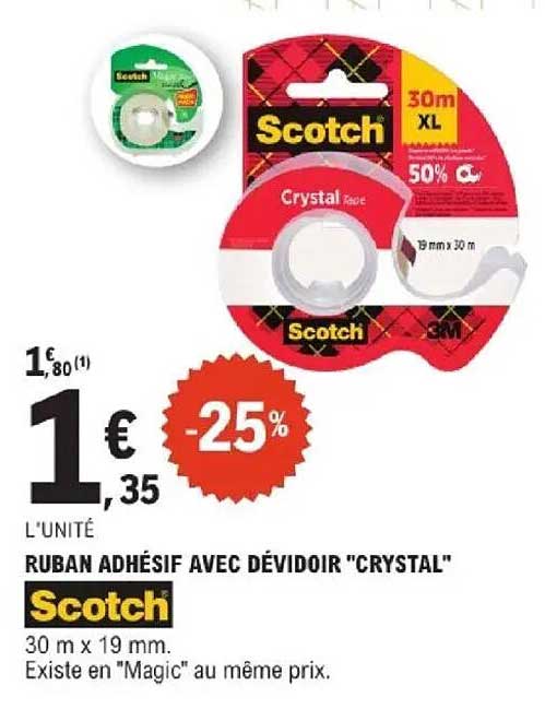RUBAN ADHÉSIF AVEC DÉVIDOIR "CRYSTAL"