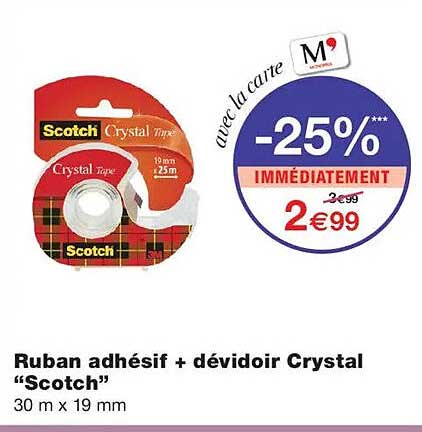 Ruban adhésif + dévidoir Crystal “Scotch”