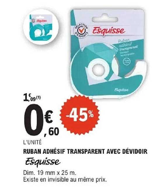 RUBAN ADHÉSIF TRANSPARENT AVEC DÉVIDOIR Esquisse