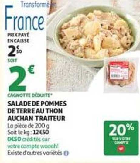 SALADE DE POMMES DE TERRE AU THON AUCHAN TRAITEUR