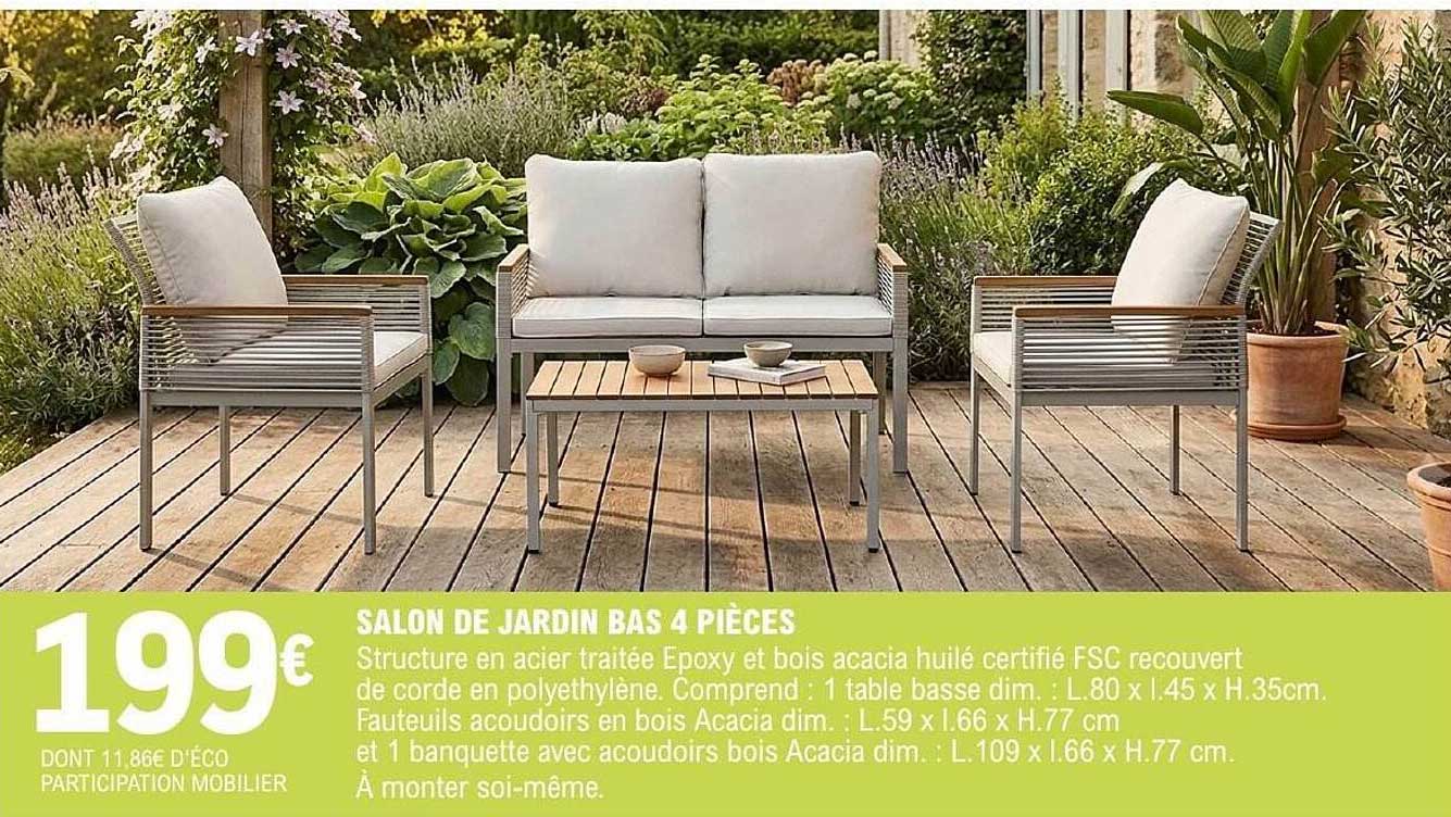 SALON DE JARDIN BAS 4 PIÈCES