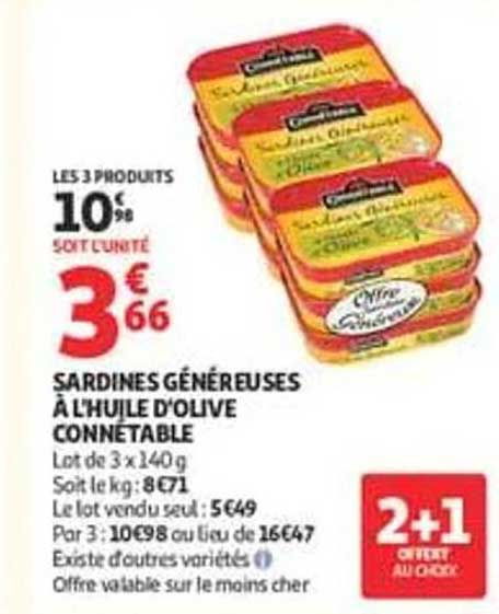 SARDINES GÉNÉREUSES À L’HUILE D’OLIVE CONNÉTABLE