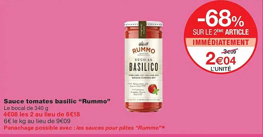 Sauce tomates basilic “Rummo”
