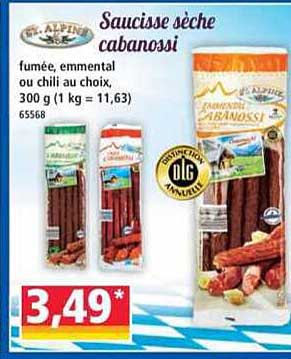 Saucisse sèche cabanossi