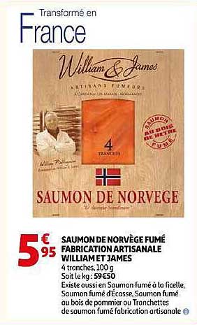 SAUMON DE NORVÈGE FUMÉ FABRICATION ARTISANALE WILLIAM JAMES
