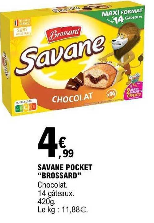 SAVANE POCKET “BROSSARD” Chocolat. 14 gâteaux. 420g.