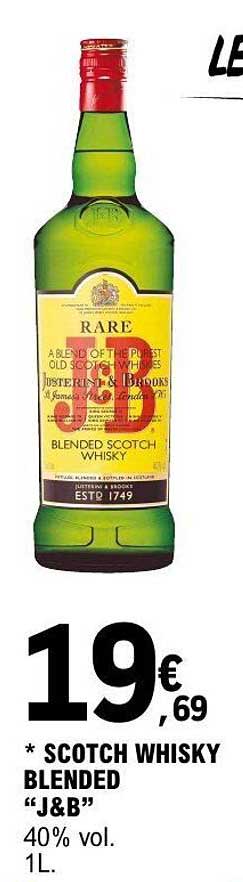 SCOTCH WHISKY BLENDED “J&B” 40% vol. 1L.