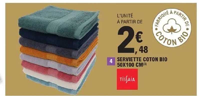 SERVIETTE COTON BIO 50X100 CM
