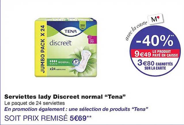 Serviettes lady Discreet normal “Tena”